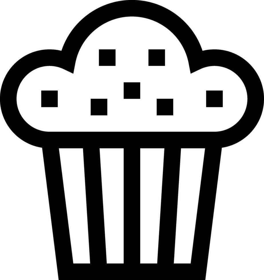 A black and white cupcake icon vector