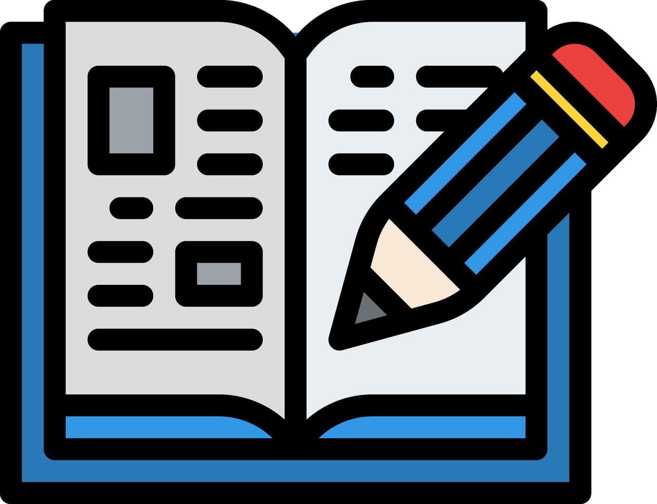 An open book with a pencil and a pen vector