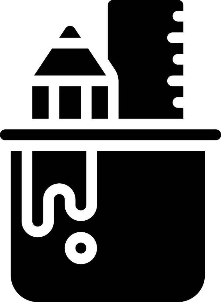 A black and white icon of a building and a house vector