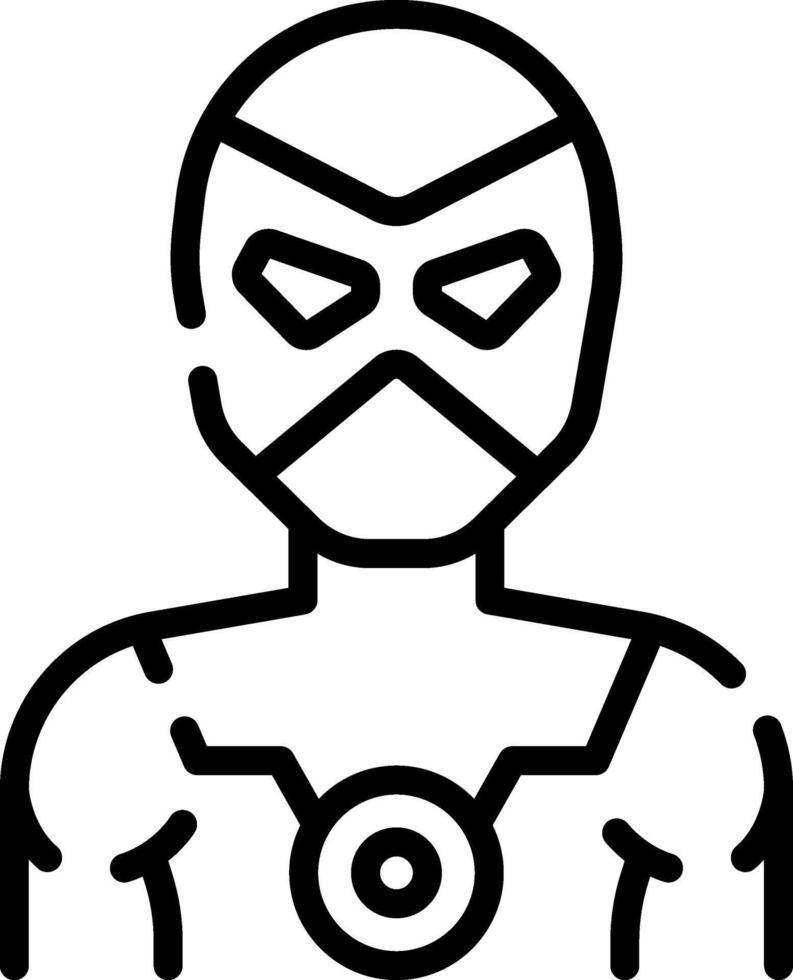 A black and white outline of a man in a mask vector