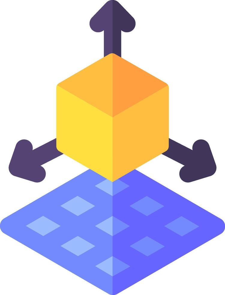 A cube with a blue and yellow square on top vector
