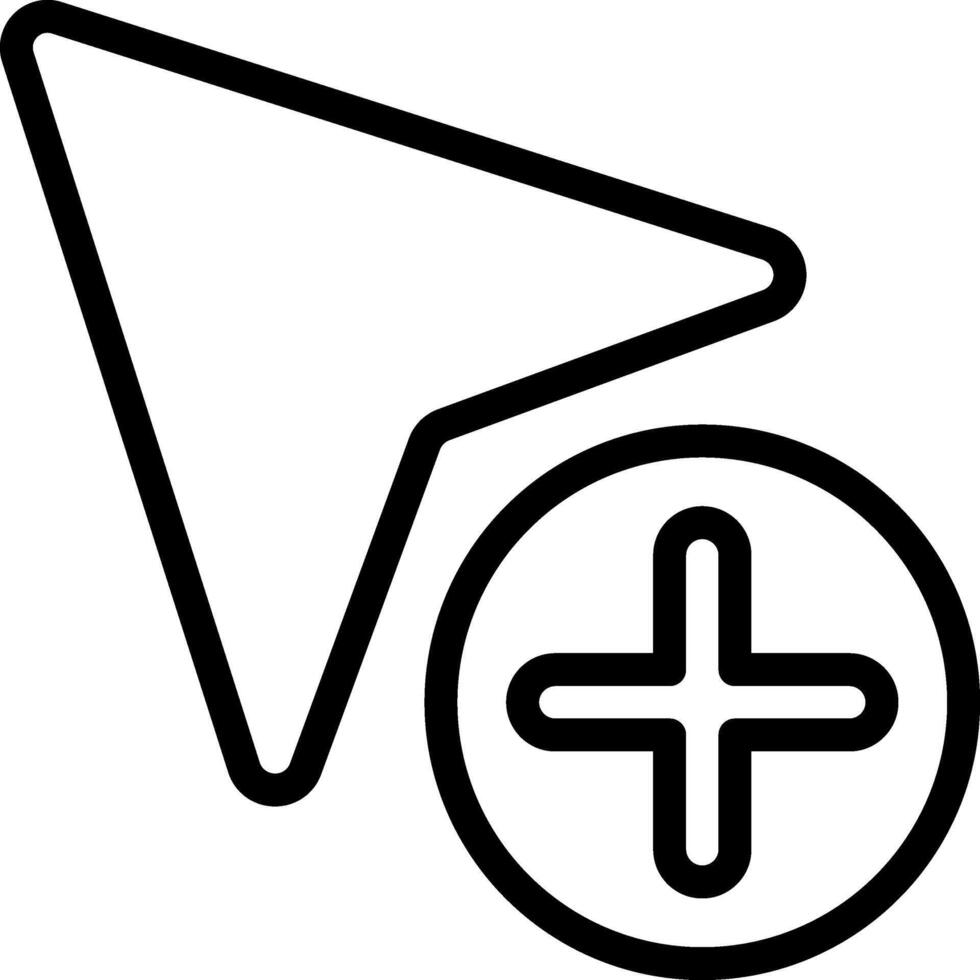 A black and white icon of a plus sign vector