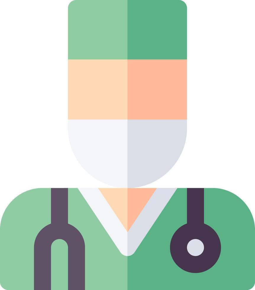 A flat icon of a doctor in green scrubs vector