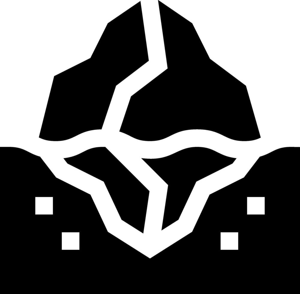 A black and white logo with a rock in the middle vector