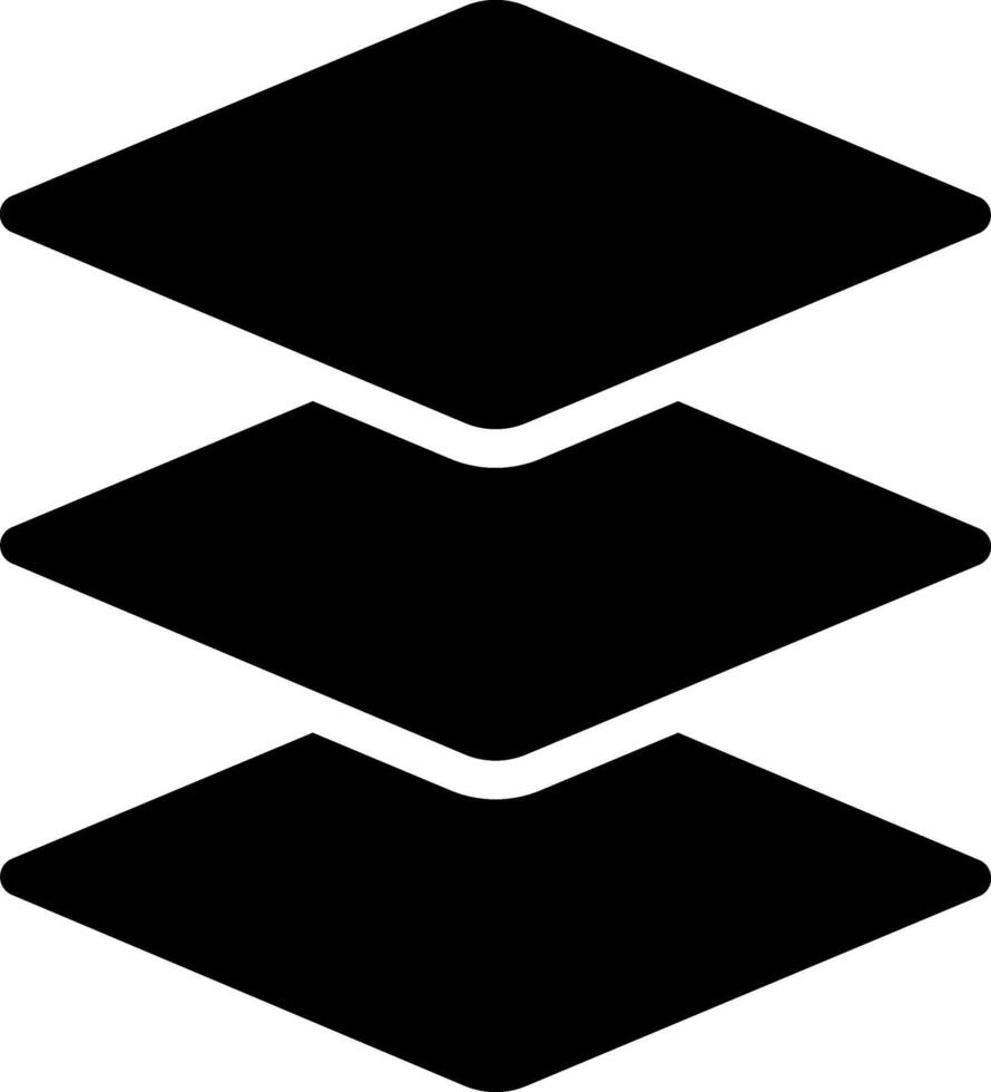 A black and white icon of three squares vector