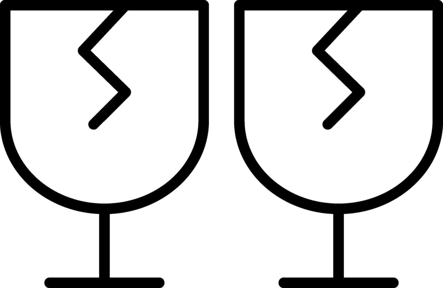 Two wine glasses with broken pieces on them vector