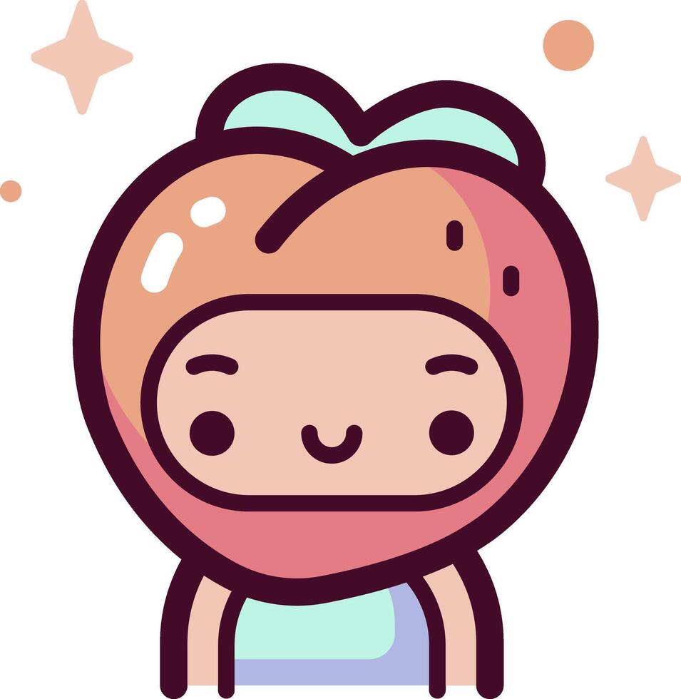 A cartoon girl with a peach on her head vector