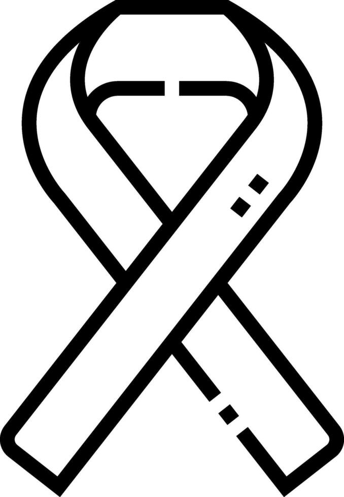 A black and white ribbon with a white outline vector