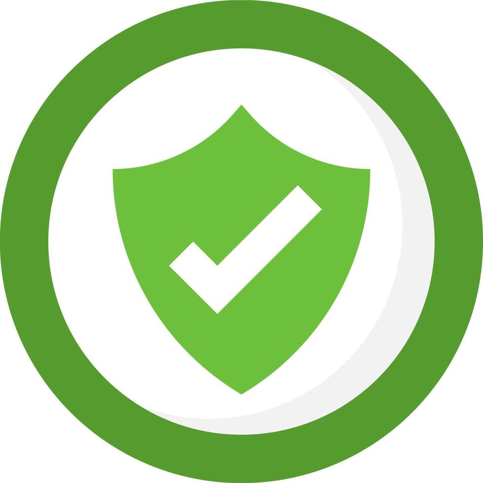 A green shield with a tick mark on it vector