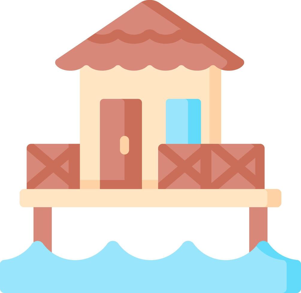A house on a pier with a roof vector