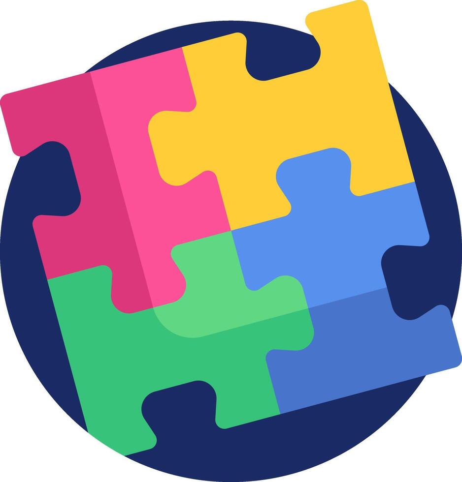 A colorful puzzle piece with a blue and pink background vector