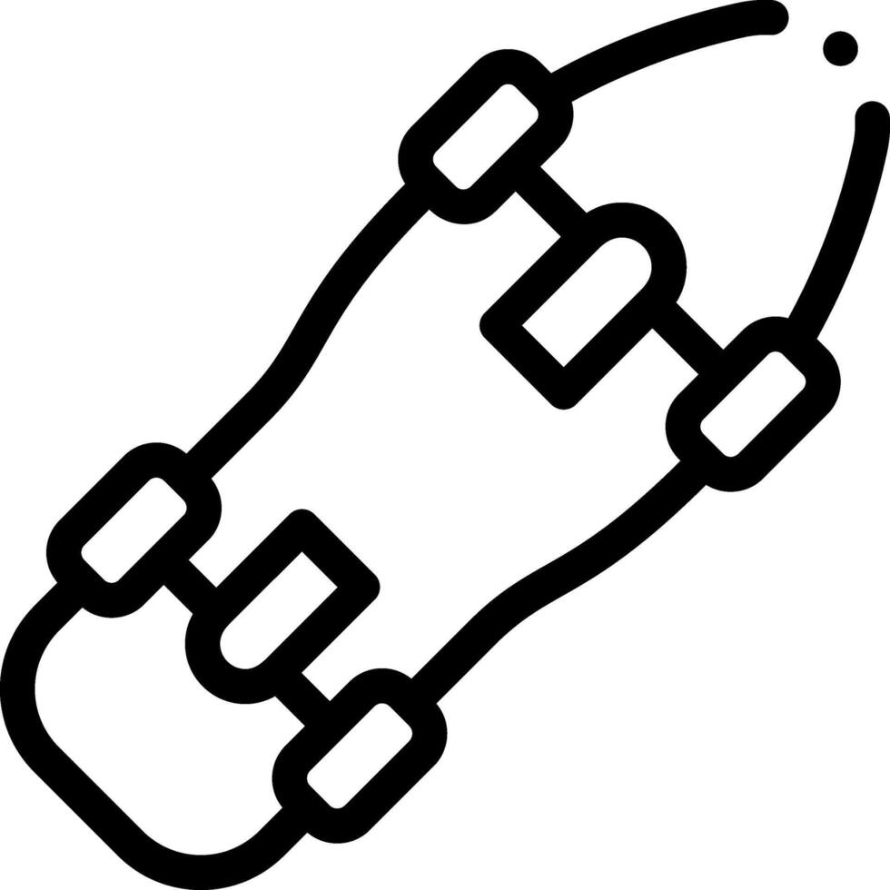 A skateboard is shown in black and white vector