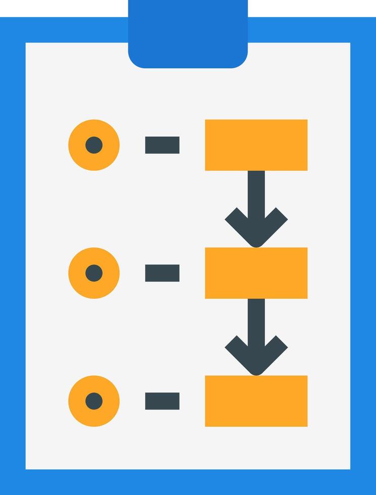 A clipboard with a diagram of a process vector