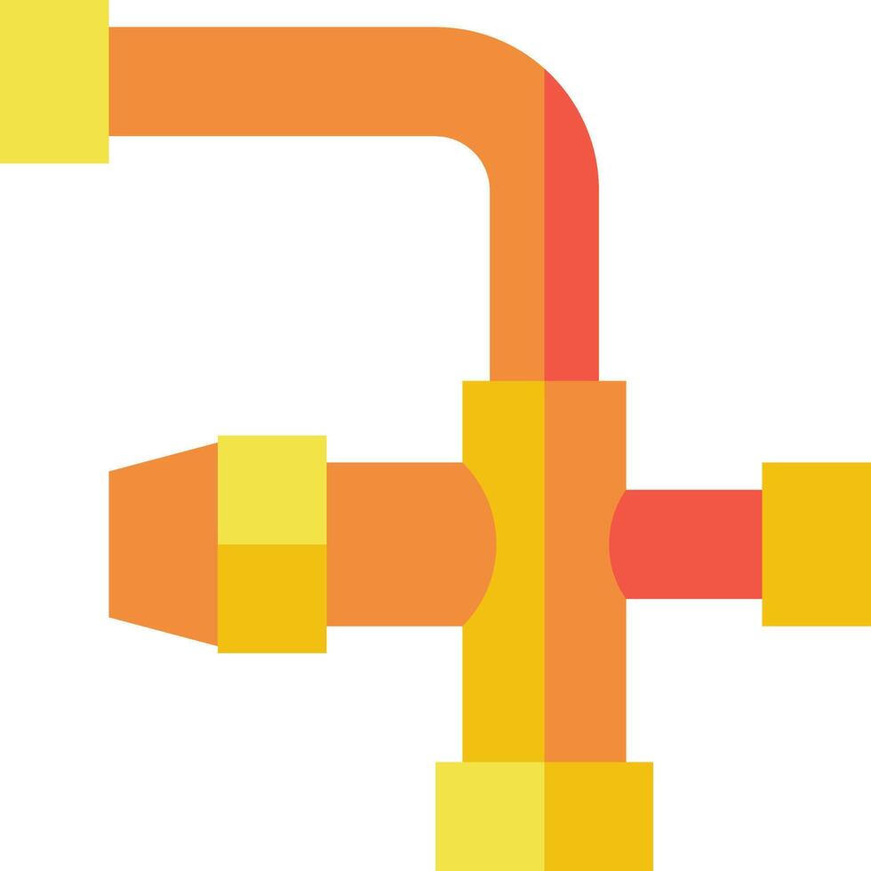 A yellow and orange pipe with a valve vector