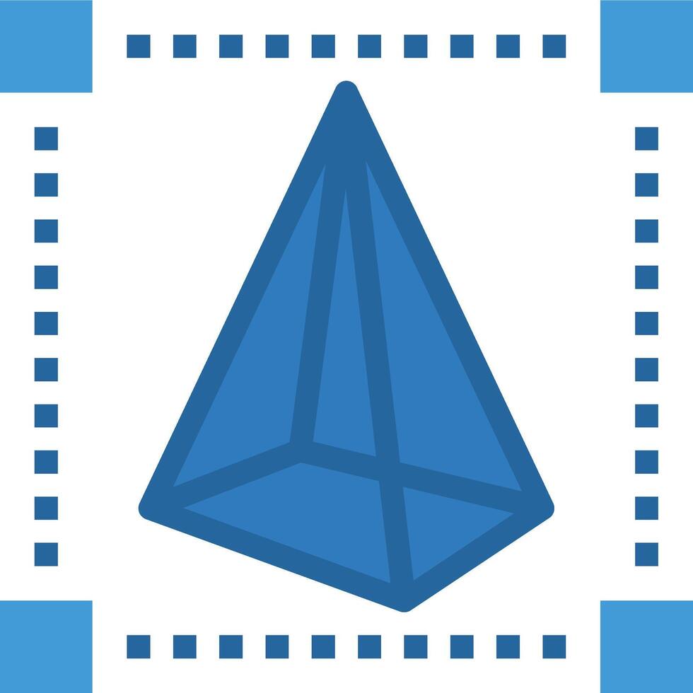 A blue triangle with a square border vector