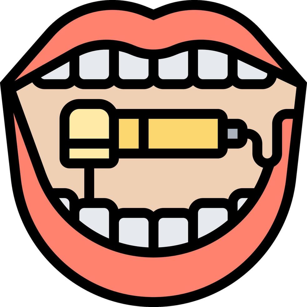 A cartoon mouth with a toothbrush and a toothpaste vector