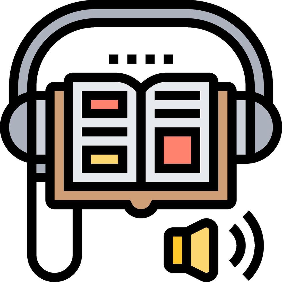 A book with headphones and a microphone vector