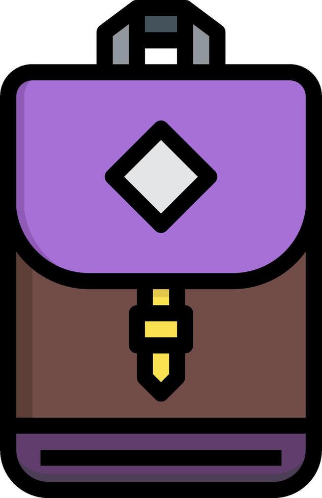 A purple and brown backpack icon vector