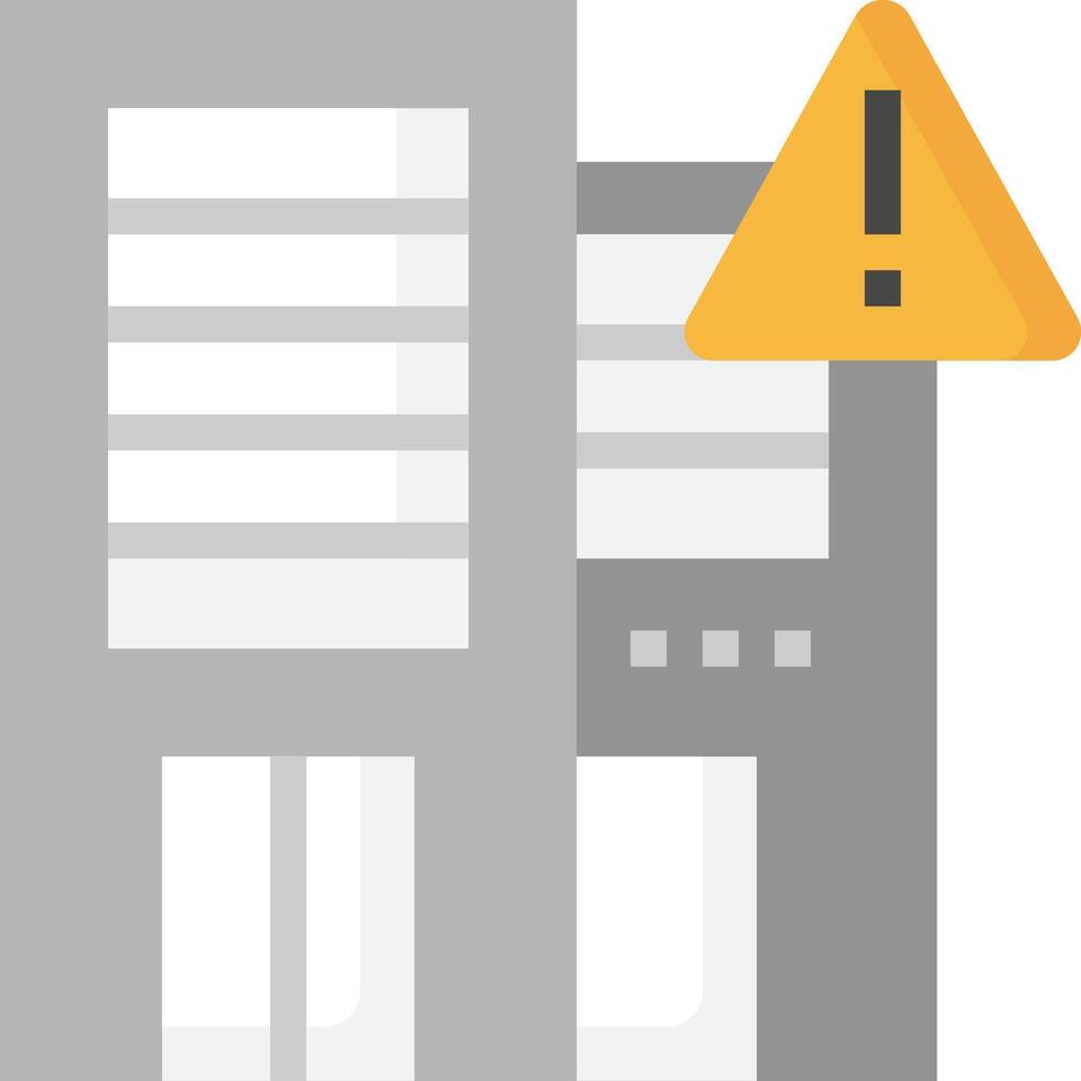 A building with a yellow caution sign on it vector