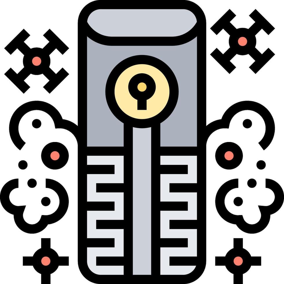 A computer with a lock on it and a cloud vector