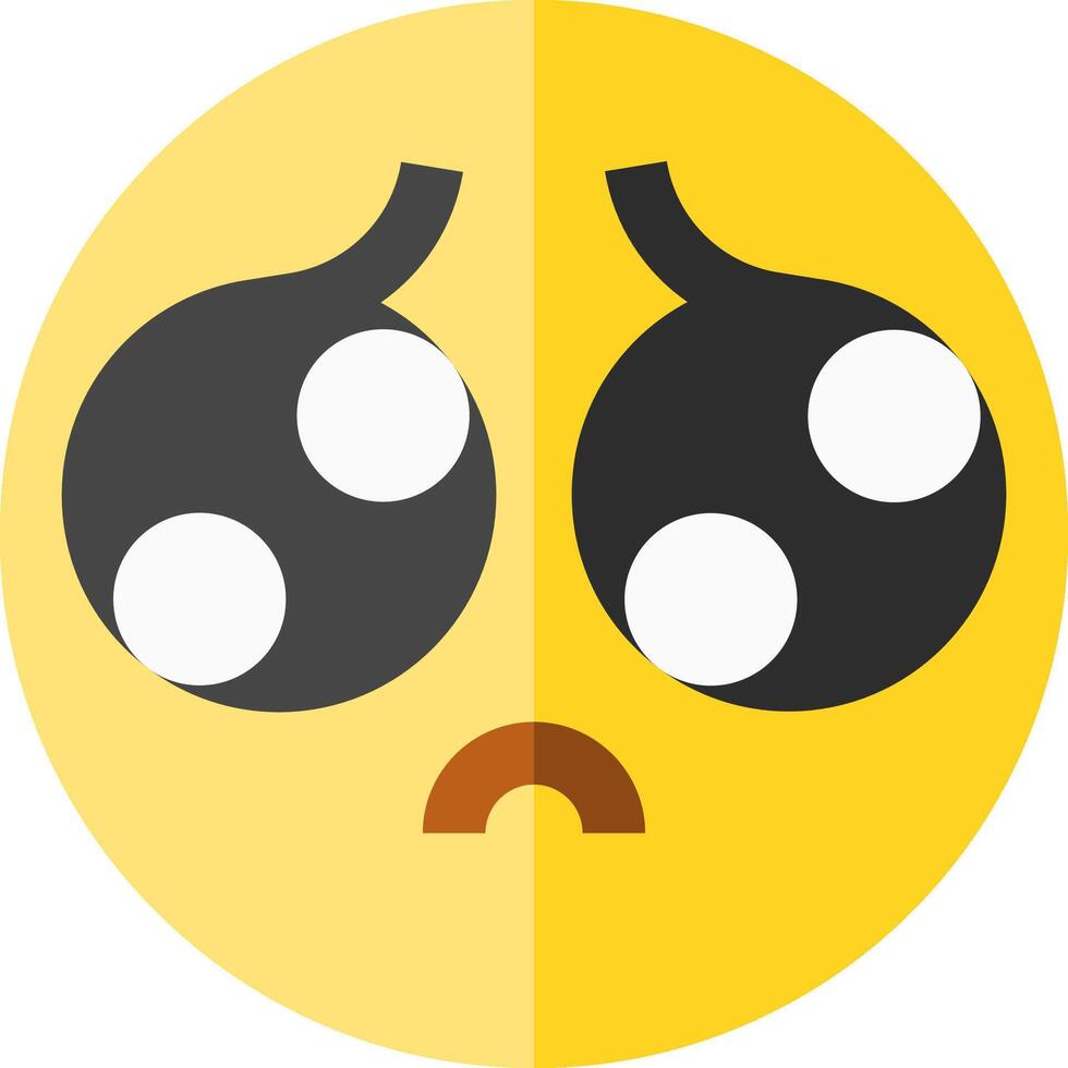 A yellow emoticion with two eyes and a frown vector