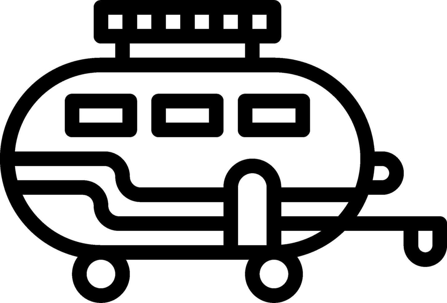 A black and white image of a camper trailer vector