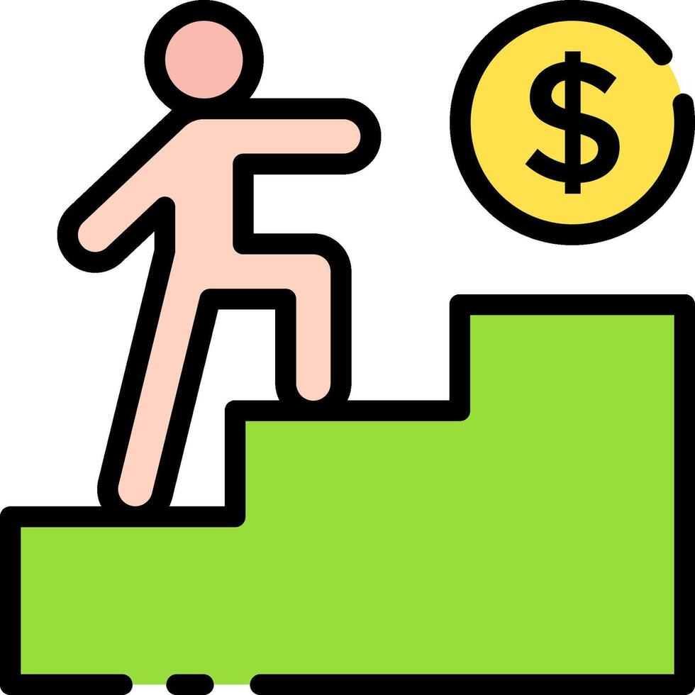 A man climbing up a ladder with a dollar sign vector