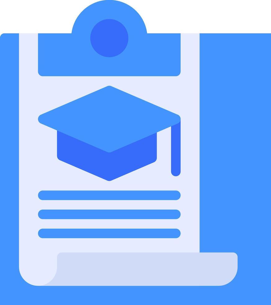A blue clipboard with a graduation cap on it vector
