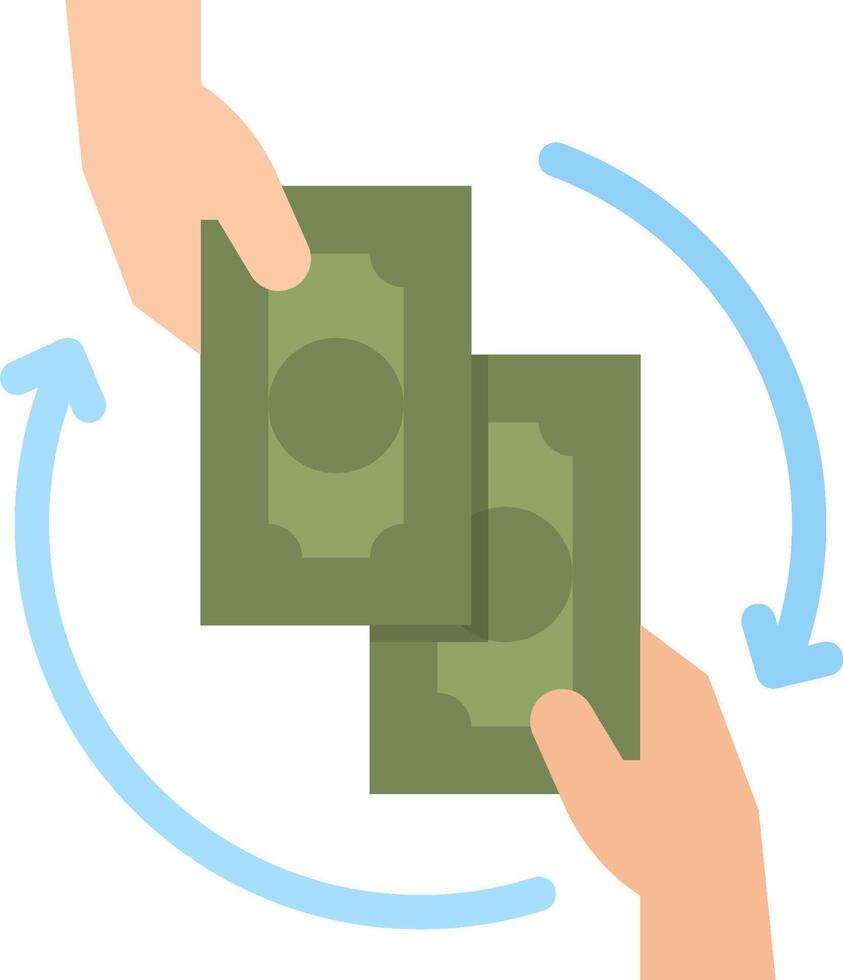 Two hands are holding money in a circle vector
