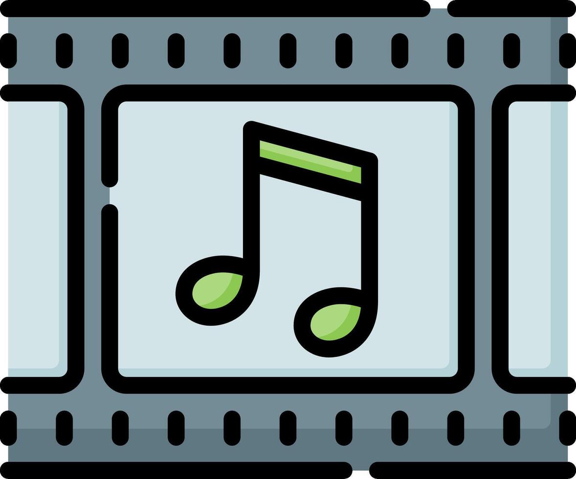 An icon of a music note on a film strip vector