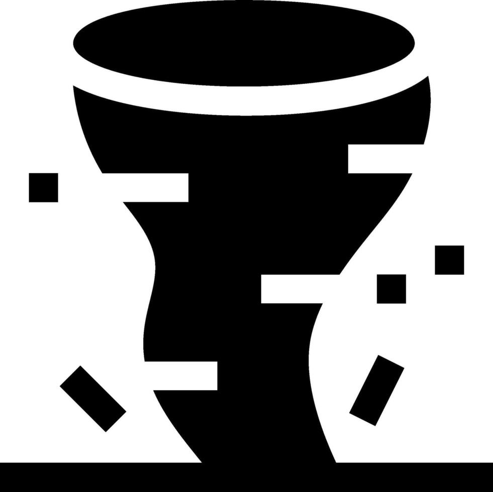 A black and white icon of a tornado vector