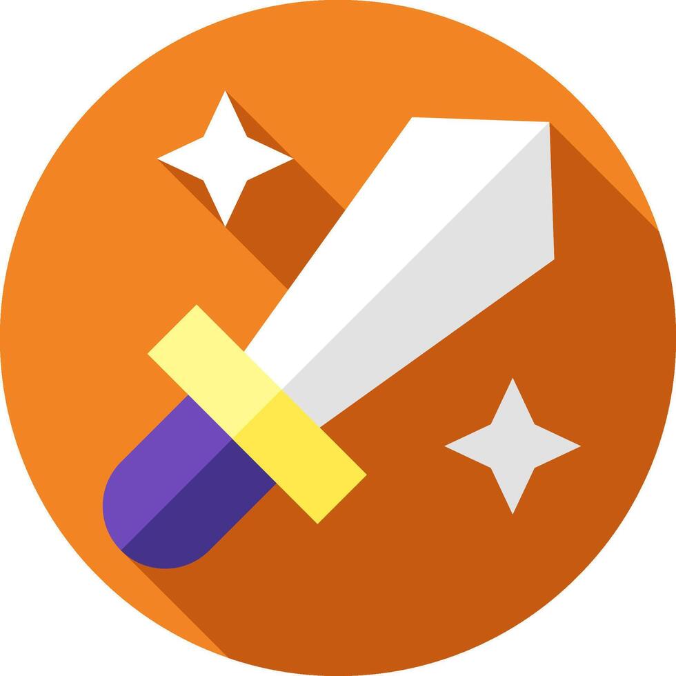 A flat icon of a sword with a star on it vector