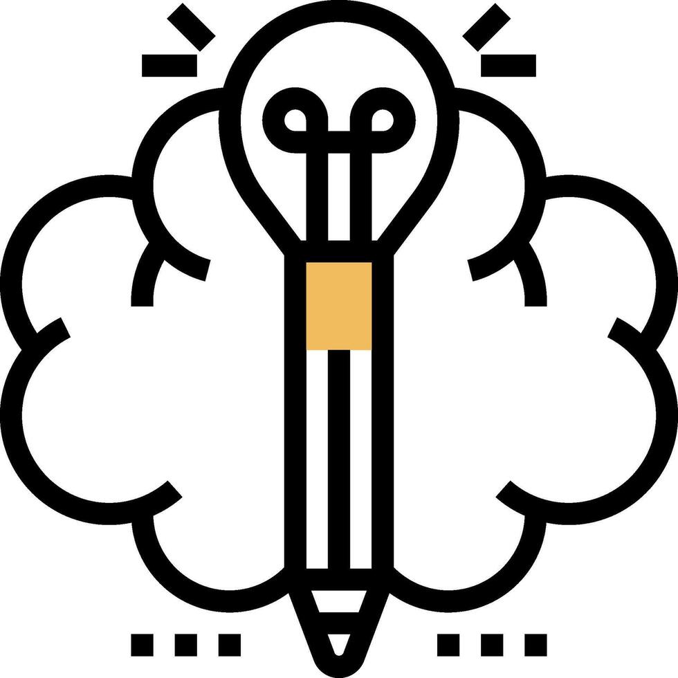 A pencil with a light bulb in the middle of a cloud vector