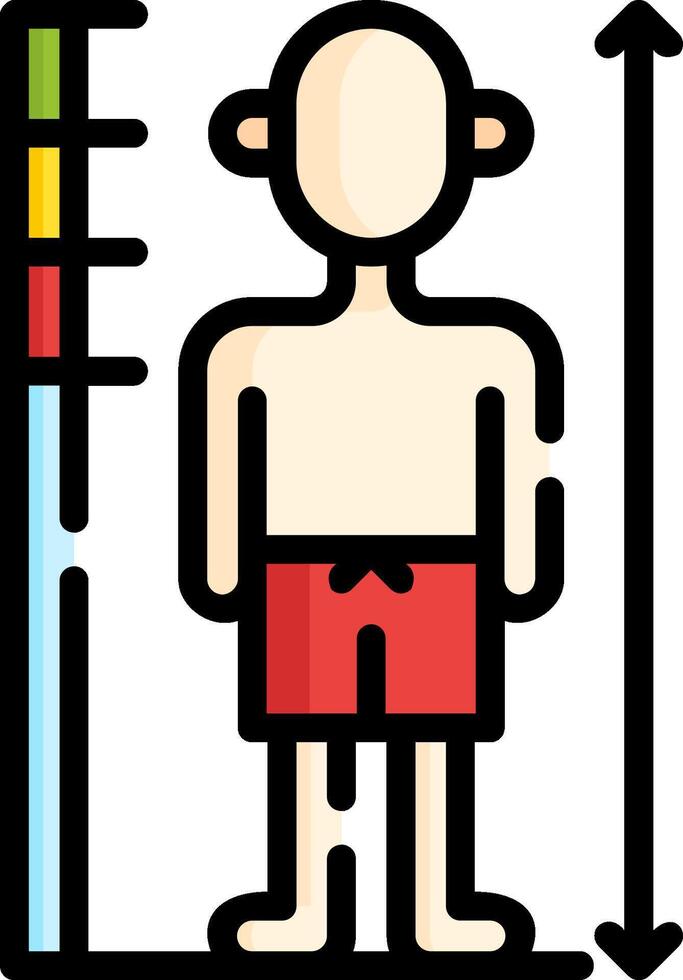 A man in a swimsuit is standing next to a scale vector
