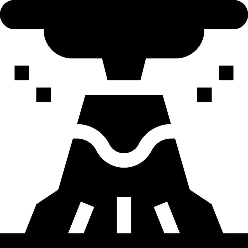 A black and white icon of a volcano vector