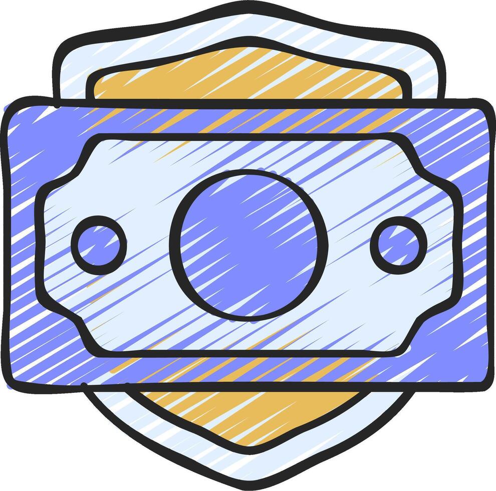 A dollar bill in a shield icon vector