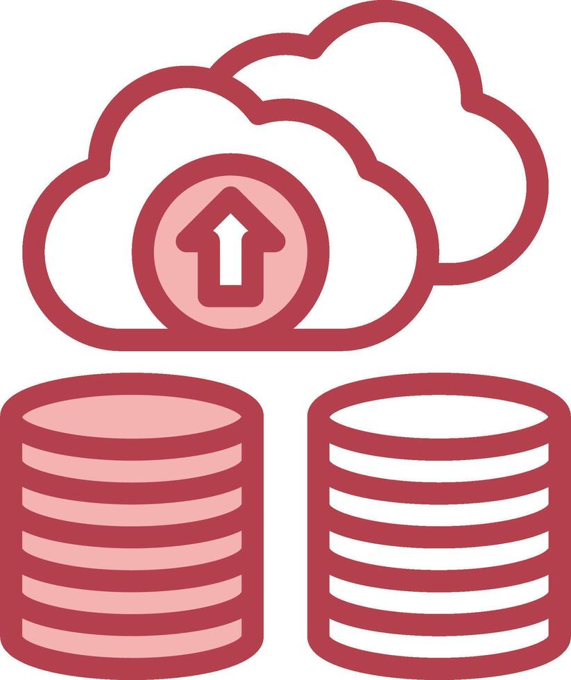 A cloud with a red arrow pointing up and a stack of data vector