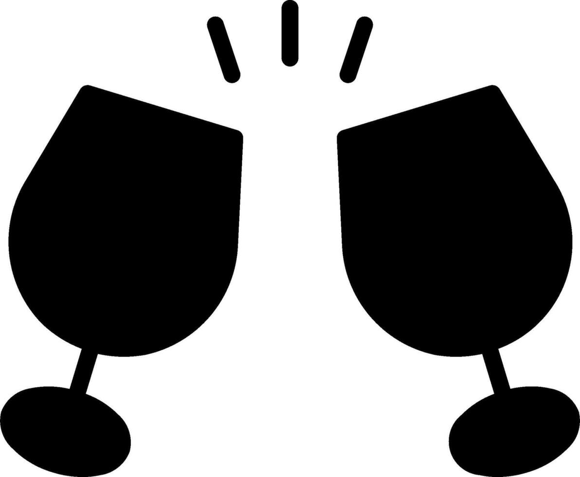 Two glasses of wine are shown in black and white vector