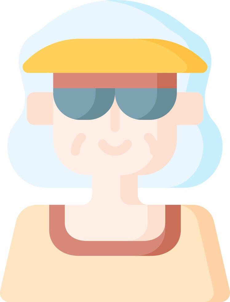 An elderly woman wearing sunglasses and a hat vector