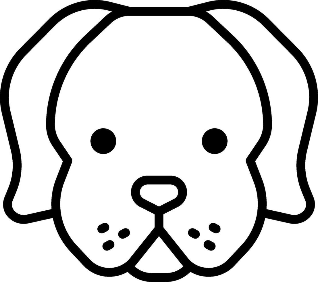 A dog's face is shown in a simple line drawing vector