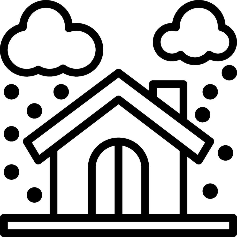 House with rain and clouds icon vector