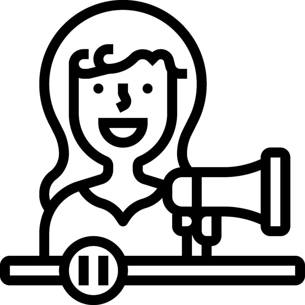 A woman holding a megaphone and speaking into it vector
