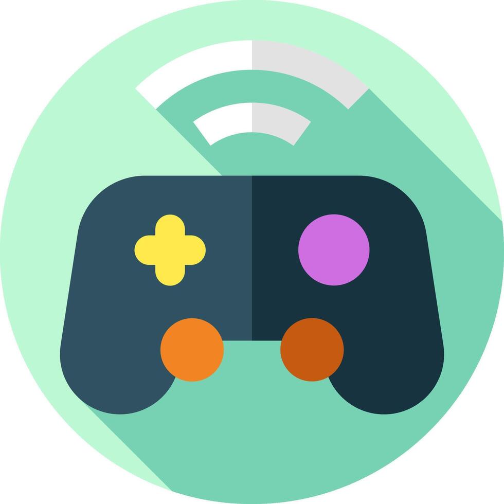 A flat icon of a game controller with a wifi symbol vector