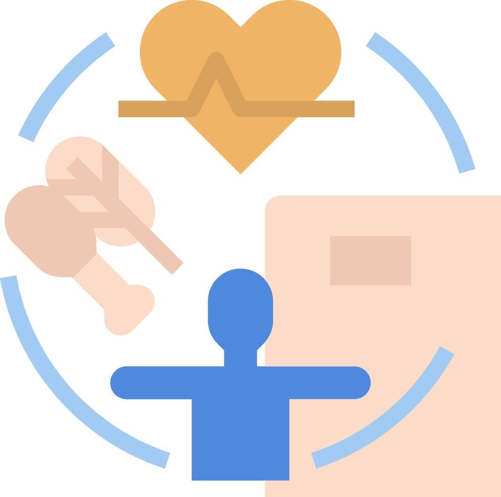 A person is surrounded by various health related items vector