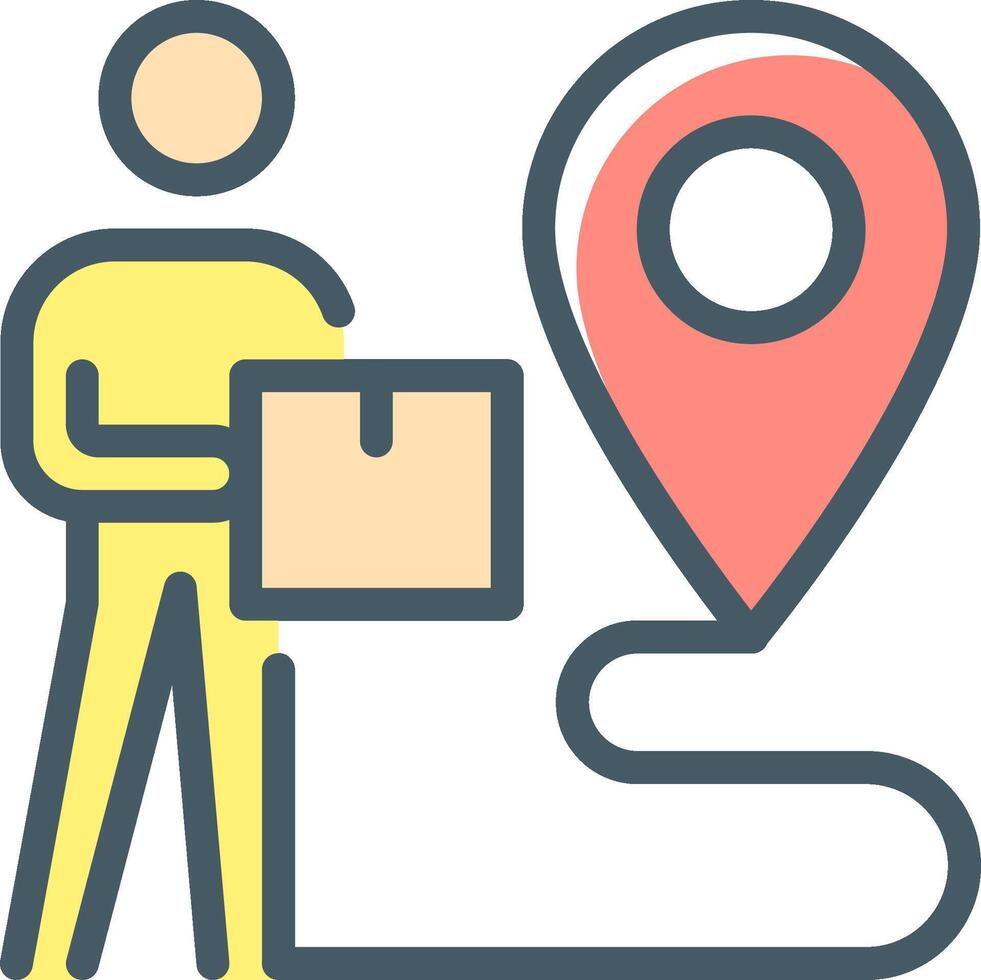 Delivery man with map pin icon vector