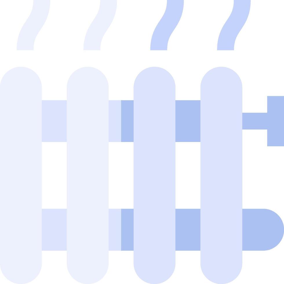 A blue and white illustration of a steam radiator vector