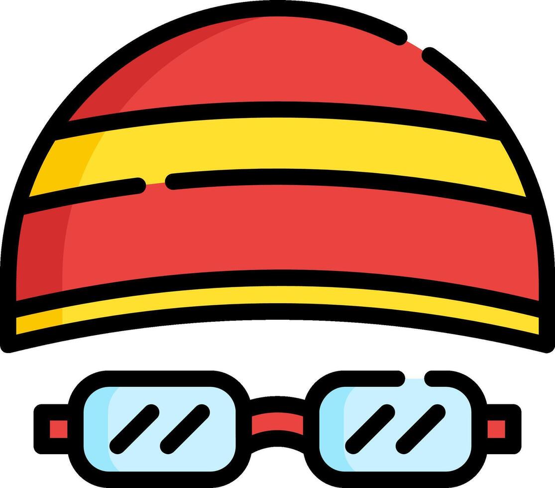 A red and yellow hat with glasses vector