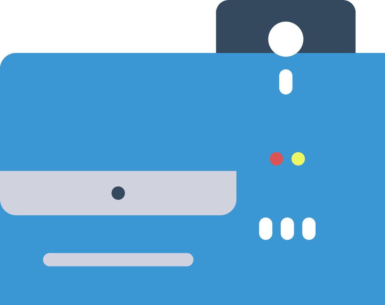 A blue printer with a light on it vector