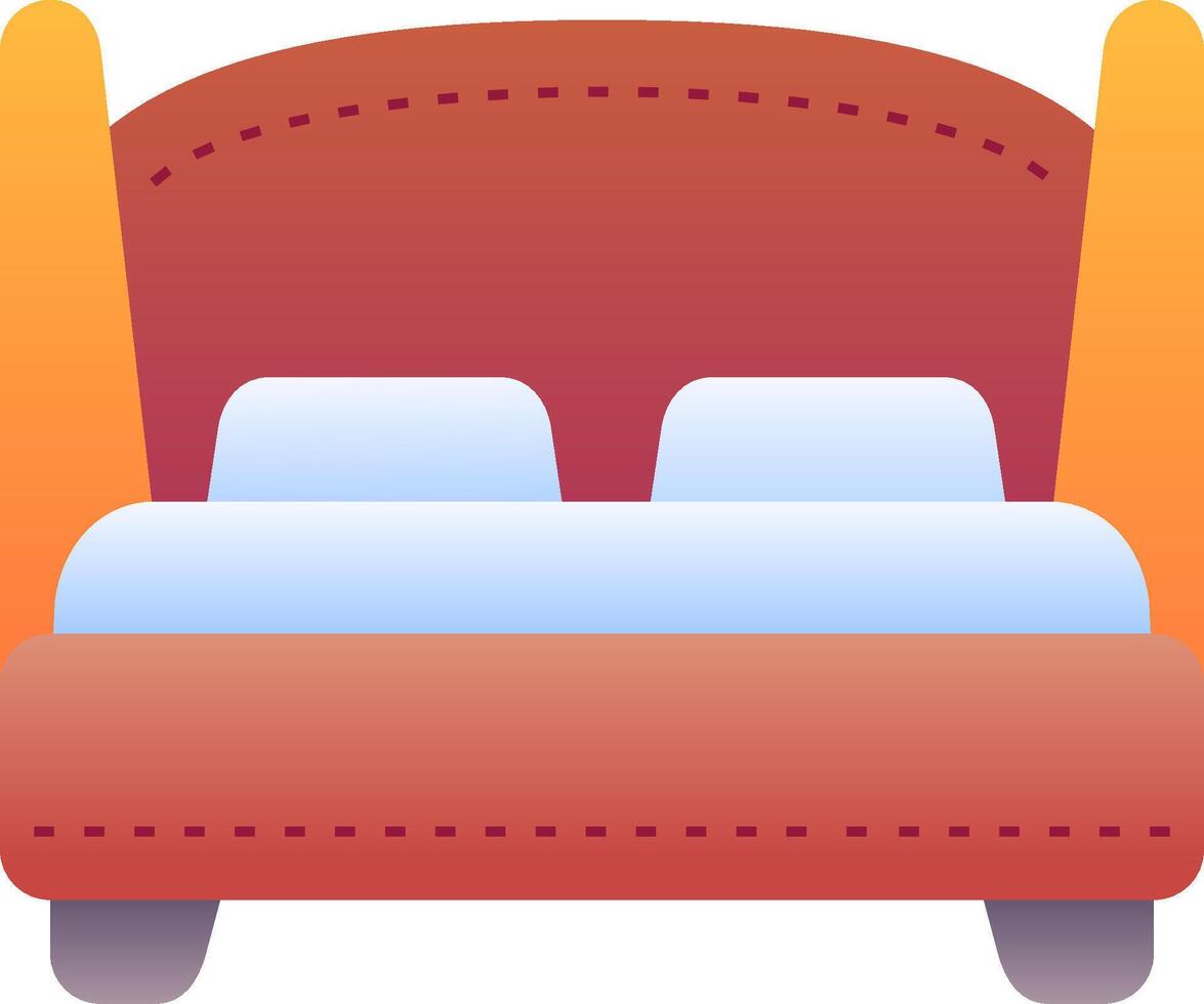 Bed icon with two pillows and a bed vector