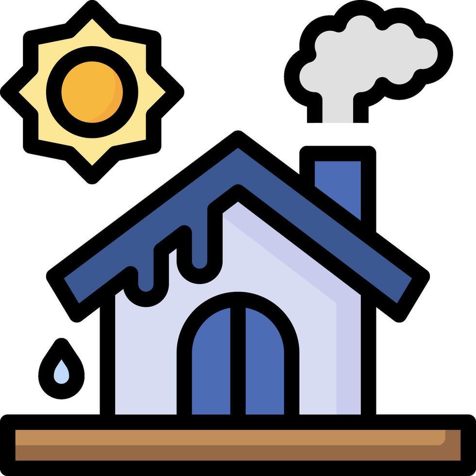 A house with a sun and a cloud vector